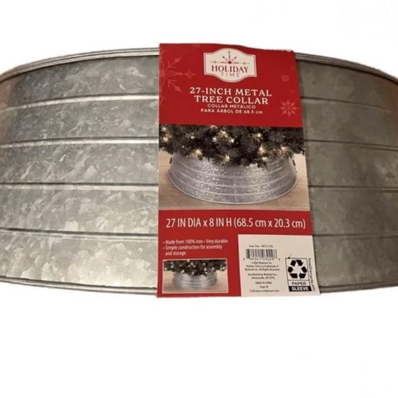 New Holiday Time Silver Metal Tree Collar 27” - Picture 4 of 5